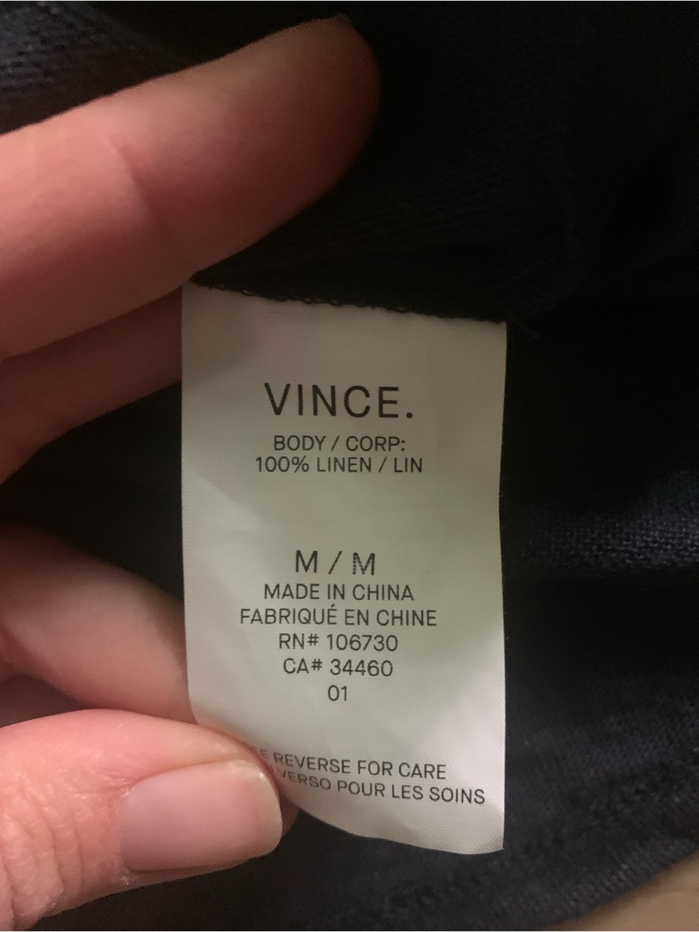 Vince 100 linen Navy Sleeveless Henley V neck Americana Nautical Tank M - Picture 5 of 7